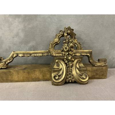 Barre de foyer en bronze et laiton d'époque 19 ème