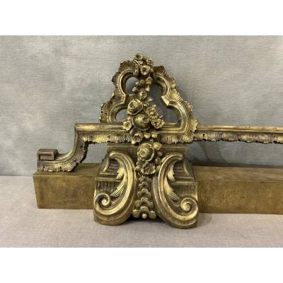 19th century bronze and brass fireplace bar