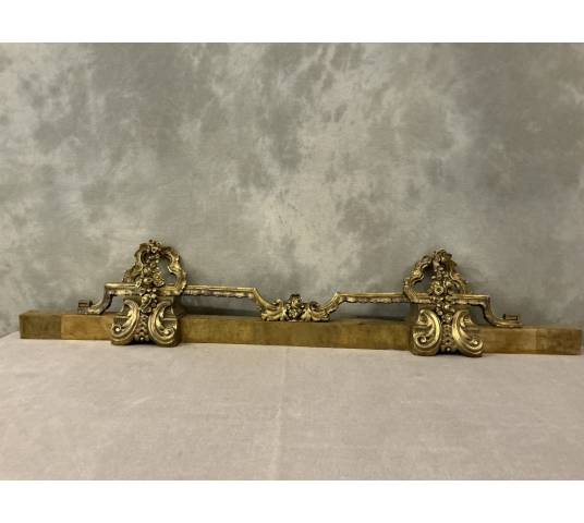 Barre de foyer en bronze et laiton d'époque 19 ème