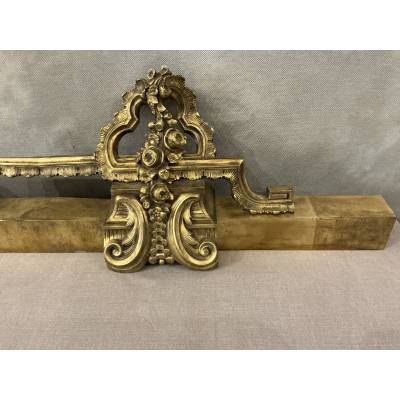 19th century bronze and brass fireplace bar
