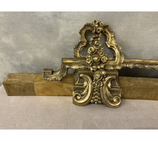 19th century bronze and brass fireplace bar
