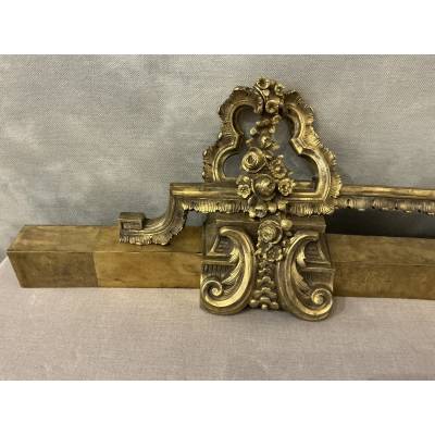 19th century bronze and brass fireplace bar