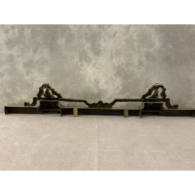 19th century bronze and brass fireplace bar