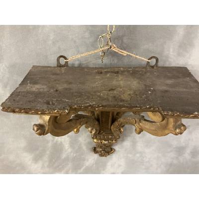 Console murale en bois doré d'époque fin 19 ème Napoléon III