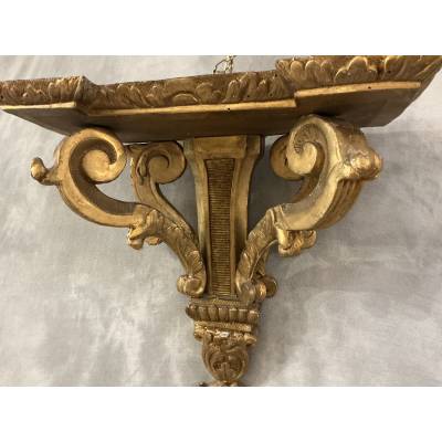 Console murale en bois doré d'époque fin 19 ème Napoléon III