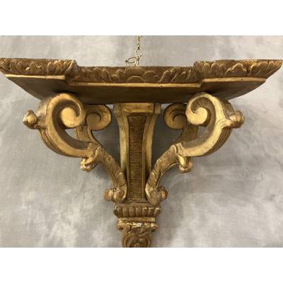 Console murale en bois doré d'époque fin 19 ème Napoléon III