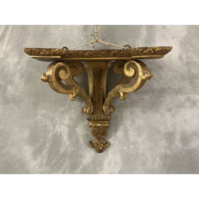 Console murale en bois doré d'époque fin 19 ème Napoléon III