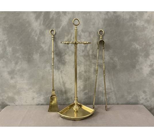Serviteur de cheminée ancien en laiton d'époque Charles X 19 ème