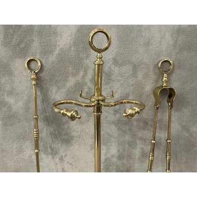 Serviteur de cheminée ancien en laiton d'époque Charles X 19 ème