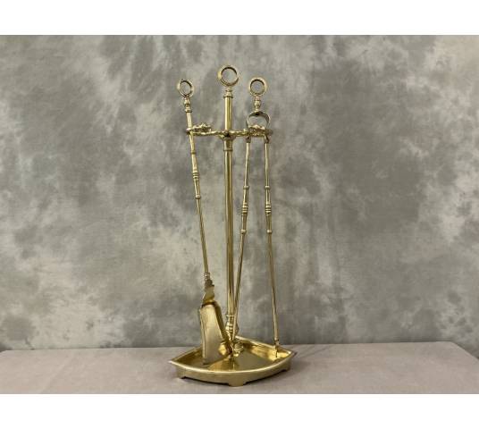 Serviteur de cheminée ancien en laiton d'époque Charles X 19 ème