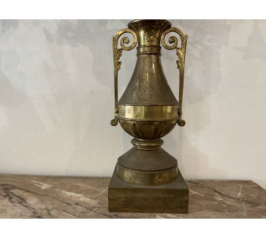 Pair of 19th-century brass flower bouquet candelabras