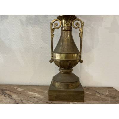 Pair of 19th-century brass flower bouquet candelabras