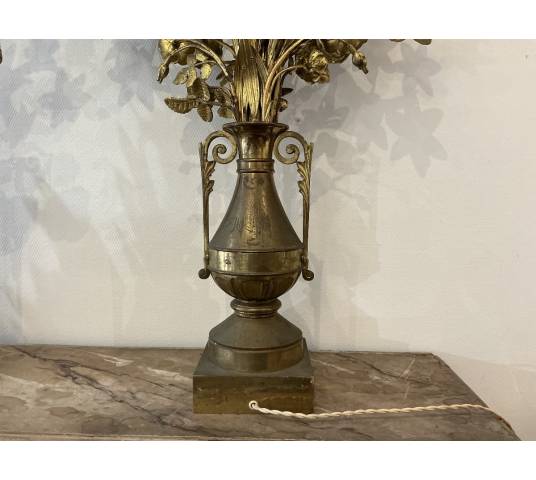 Pair of 19th-century brass flower bouquet candelabras