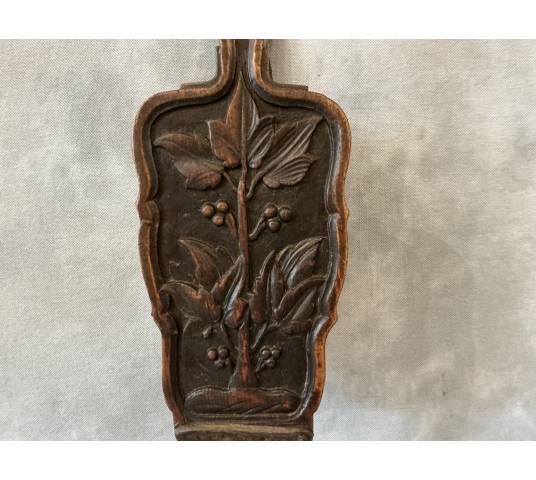 Soufflet de cheminée ancien en bois sculpté d'époque début 19 ème