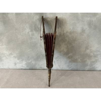 Soufflet de cheminée ancien en bois sculpté d'époque début 19 ème