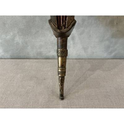 Soufflet de cheminée ancien en bois sculpté d'époque début 19 ème