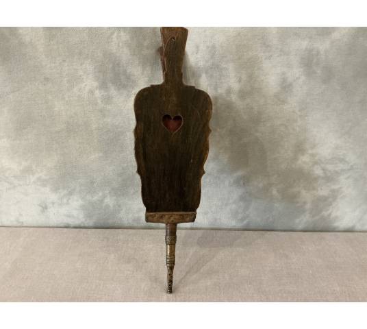 Soufflet de cheminée ancien en bois sculpté d'époque début 19 ème