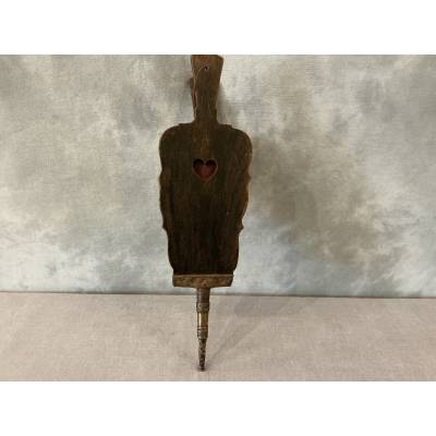 Soufflet de cheminée ancien en bois sculpté d'époque début 19 ème