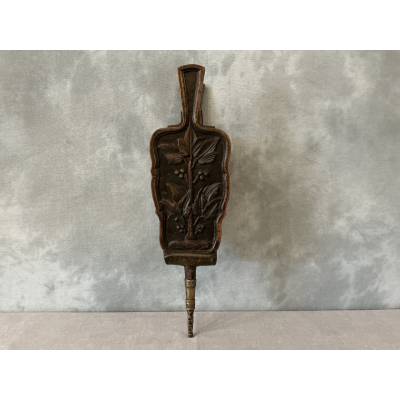 Soufflet de cheminée ancien en bois sculpté d'époque début 19 ème