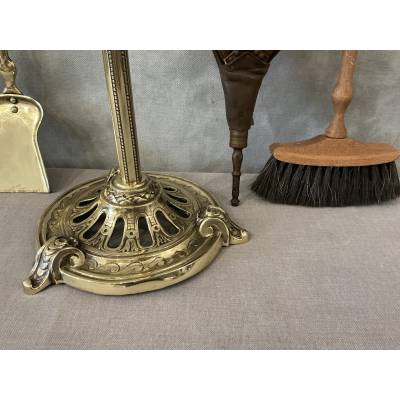 Serviteur de cheminée ancien en laiton d'époque 19 ème  de style Louis XVI