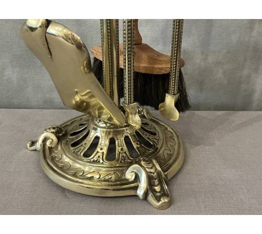 Antique 19th-century brass mantelpiece in the Louis XVI style