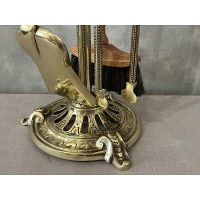 Serviteur de cheminée ancien en laiton d'époque 19 ème  de style Louis XVI