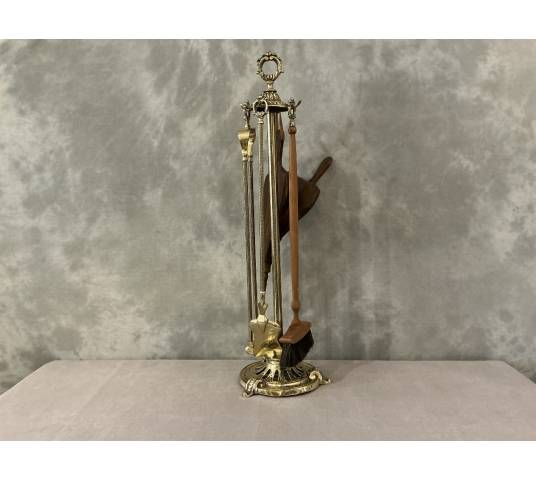 Serviteur de cheminée ancien en laiton d'époque 19 ème  de style Louis XVI