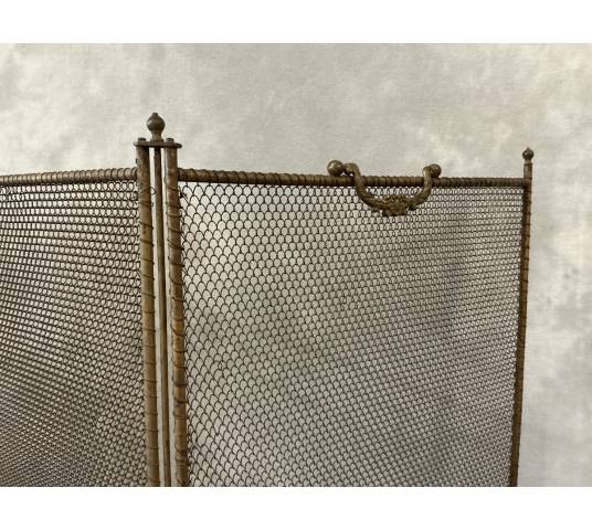 Antique 19th-century gilt iron fireplace screen