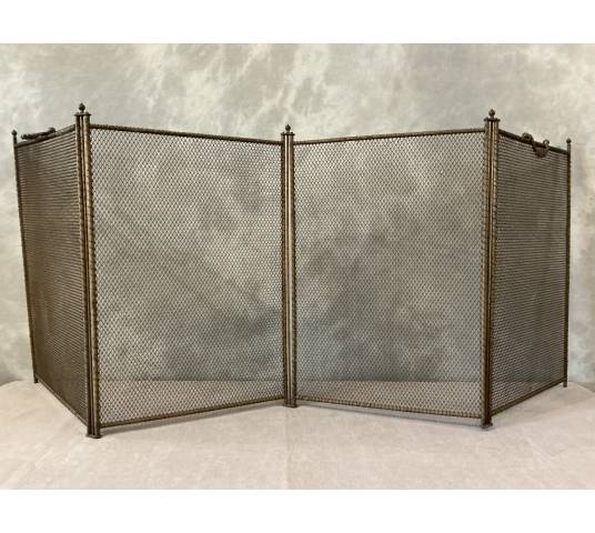 Antique 19th-century gilt iron fireplace screen