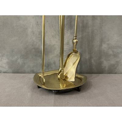 Antique brass fireplace set from the 19th century