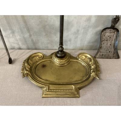 Beautiful antique bronze and iron fireplace set from the 19th century