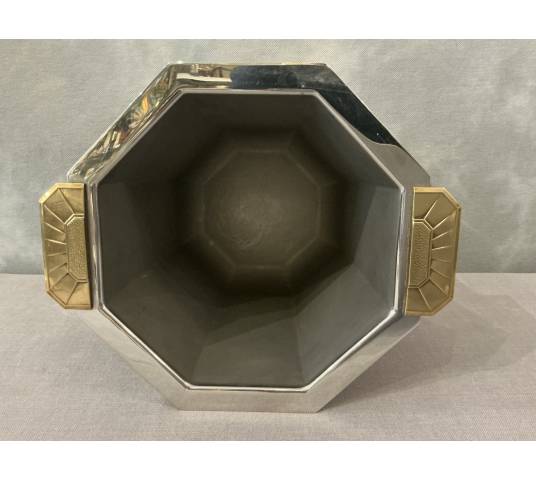 Silver-plated metal champagne bucket, circa 1925