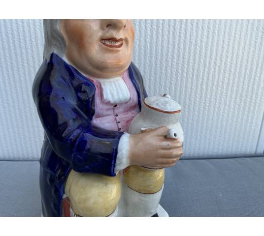 Anthropomorphic pitcher in English earthenware, 20th century