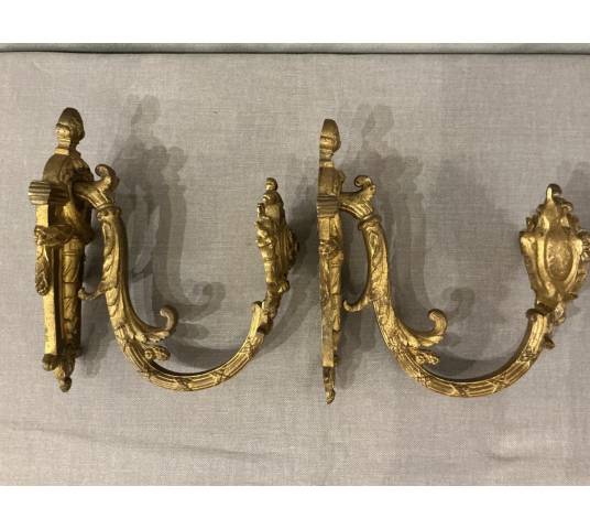 Pair of Louis XVI style gilt bronze door tiebacks from the 19th century