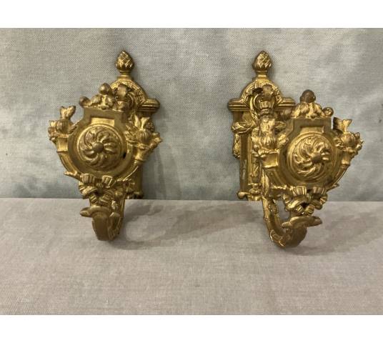 Pair of Louis XVI style gilt bronze door tiebacks from the 19th century