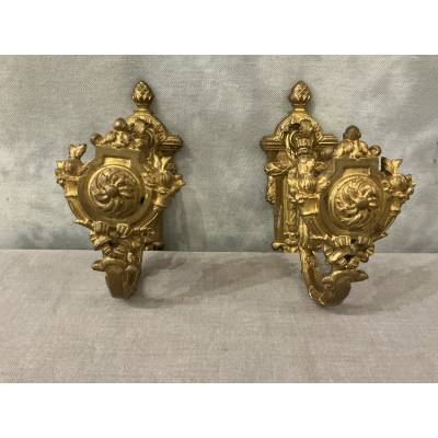 Pair of Louis XVI style gilt bronze door tiebacks from the 19th century