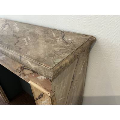 Cheminée décorative en bois peint d'époque fin 19 ème
