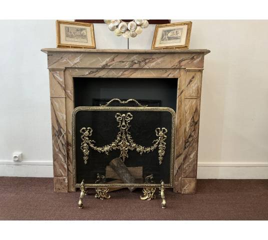 Decorative painted wooden fireplace from the late 19th century