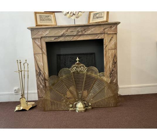 Decorative painted wooden fireplace from the late 19th century
