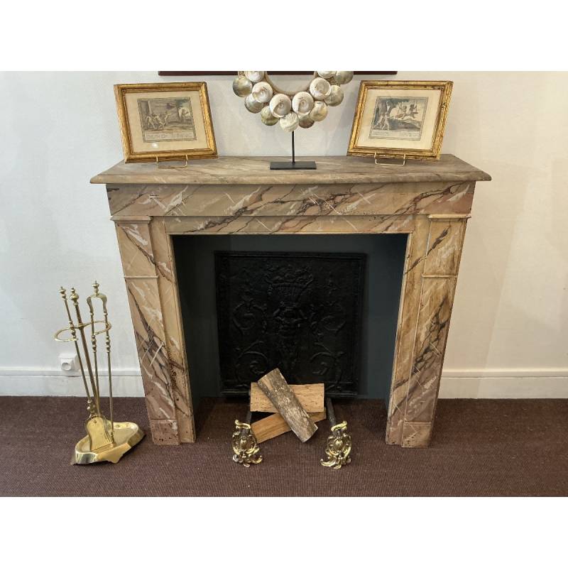 Cheminée décorative en bois peint d'époque fin 19 ème