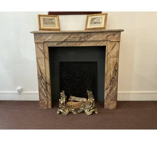 Decorative painted wooden fireplace from the late 19th century