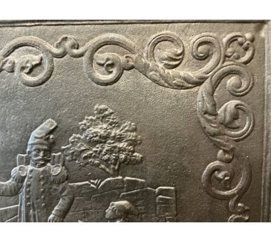 Grande plaque de cheminée ancienne en fonte d'époque 19 ème