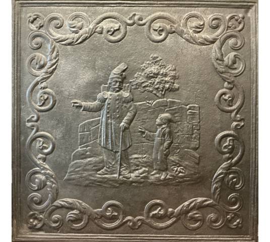 Grande plaque de cheminée ancienne en fonte d'époque 19 ème