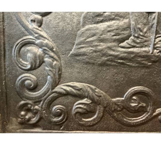 Grande plaque de cheminée ancienne en fonte d'époque 19 ème