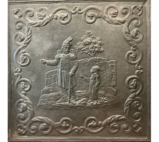 Grande plaque de cheminée ancienne en fonte d'époque 19 ème