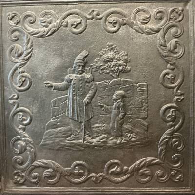 Grande plaque de cheminée ancienne en fonte d'époque 19 ème