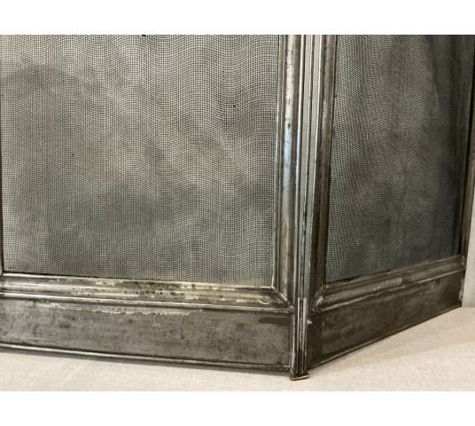 Petit pare feu de cheminée ancien en fer d'époque 19 ème