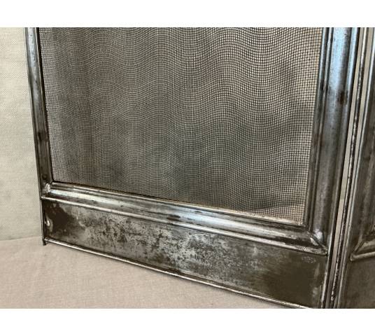 Small antique iron fireplace screen from the 19th century