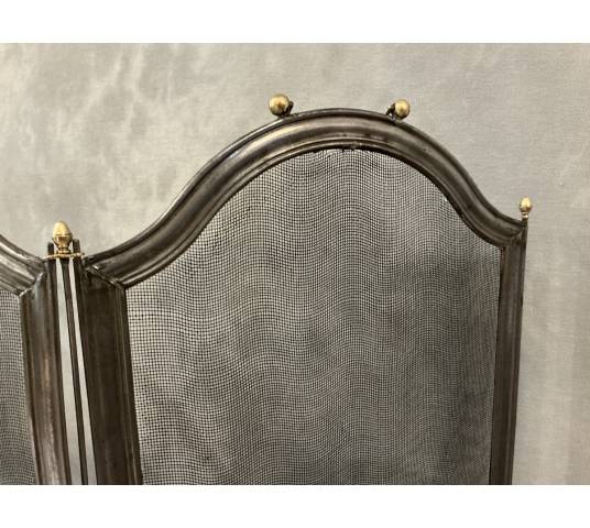 Small antique iron fireplace screen from the 19th century