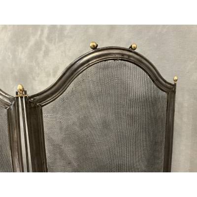 Small antique iron fireplace screen from the 19th century